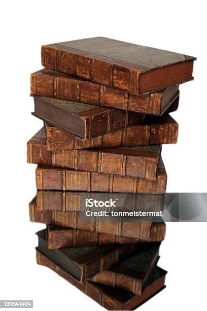 Stack Of Old Books Stock Photo - Download Image Now - Number 6, Old Book, Ancient
