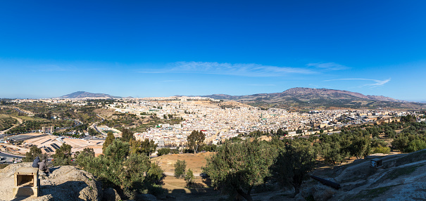 A shot of the old town & Medina of Fez, Morocco.  Shot near the Borj Sud fortress