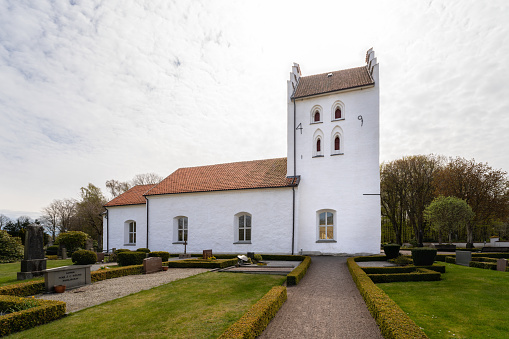 Farhult, Sweden - May 1, 2022: Farhult Church (Farhults Kyrka) in southern Sweden.