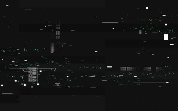 illustrazioni stock, clip art, cartoni animati e icone di tendenza di glitch dati video. distorsioni tv futuristiche con forme dinamiche. effetto rumore casuale. texture di sfondo cyberpunk. concetto di tecnologia futuristica. segnale video rotto. illustrazione vettoriale - problemi