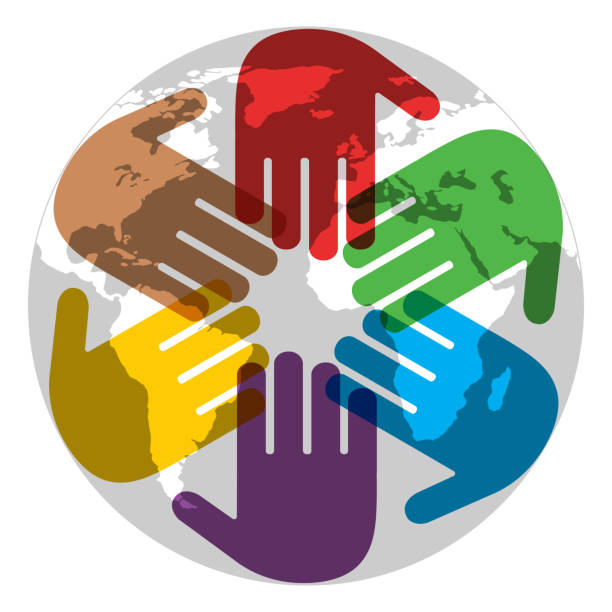 istock Illustration of multicolored hands of people 1395417970