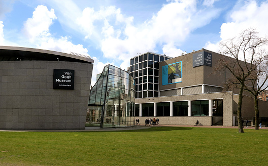 exterior view of the Van Gogh Museum in the Museum Square in Amsterdam, dedicated to the works of Vincent Van Gogh
