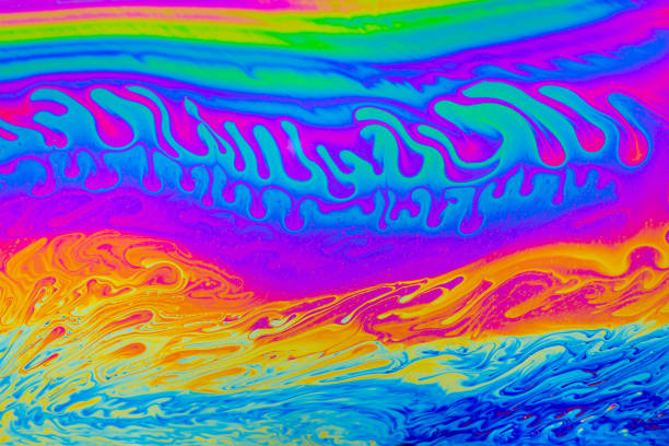 istock Rainbow colors. Psychedelic multi colored patterns background. Photo macro shot of soap bubbles 1395424523