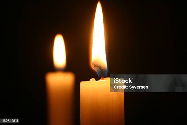 Two Candles Stock Photo - Download Image Now - Burning, Candle, Candlelight