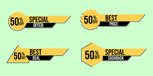 set of advertising badges for discount promotions. template design for banner