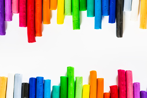 colorful plasticine sticks  clay on Isolated  background