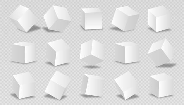 ブロック3dモデリングホワイト - different angles点のイラスト素材／クリップアート素材／マンガ素材／アイコン素材