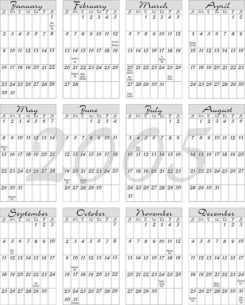 Cтоковое фото Календарь, в праздничные дни 2005 года