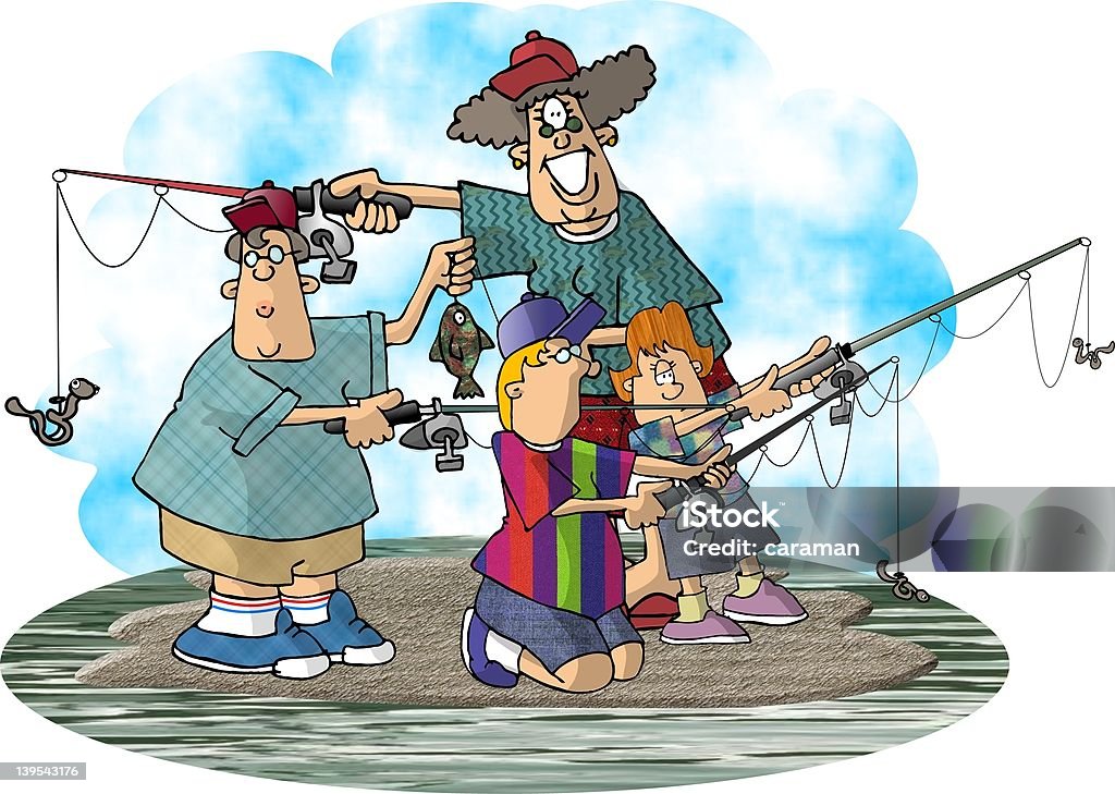 Família de Pesca - Royalty-free Adulto Ilustração de stock