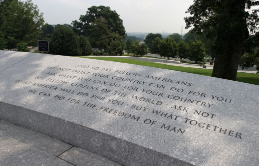 JFK's immortal words in stone at Arlington Cemetary.