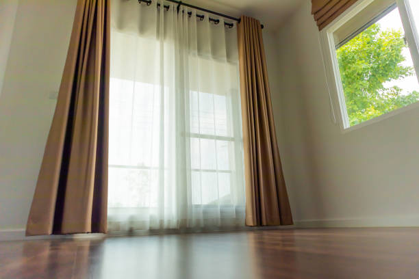 거실의 커튼 윈도우 인테리어 장식 - lace curtain 뉴스 사진 이미지