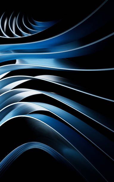 istock Metal curve geometry with dark background, 3d rendering. 1395432970