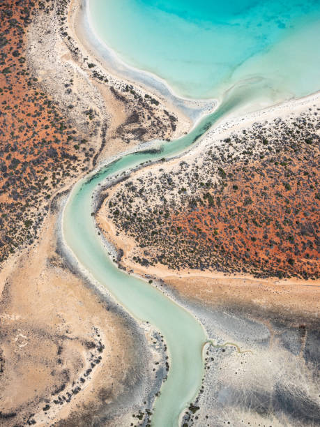 Aerial view of water and sand patterns