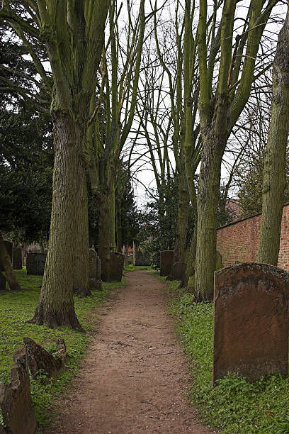 graveyard path stock photo