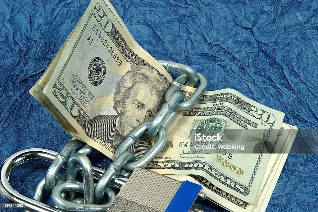 Credit Protection Photo of Cash With Lock and Chain Chain Lock Stock Photo