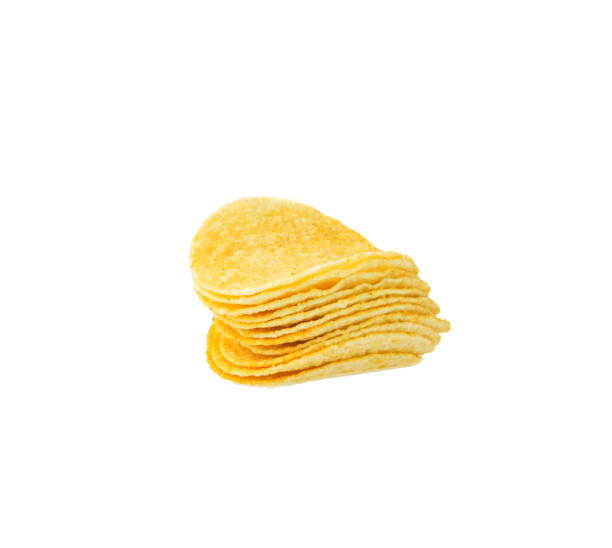 istock Group of potato chips isolated on white background 1395444495