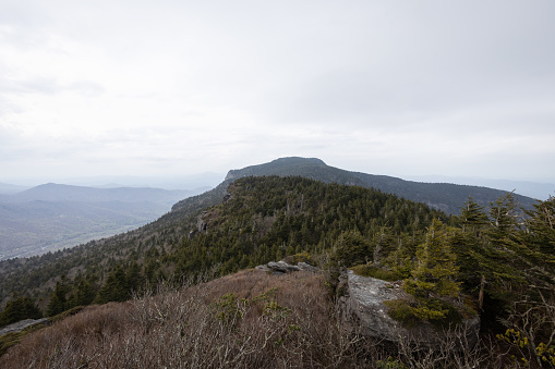 Rocky peaks along the ridge of Grandfather Mountain in the Blue Ridge Mountains of western North Carolina.