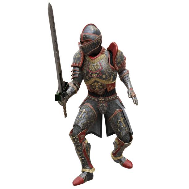 istock Medieval knight in armor isolated white background 3d illustration 1395448668