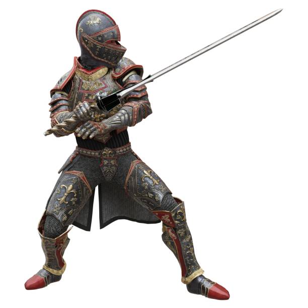 istock Medieval knight in armor isolated white background 3d illustration 1395448680