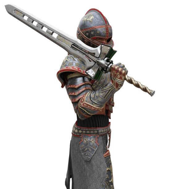 istock Medieval knight in armor isolated white background 3d illustration 1395448703