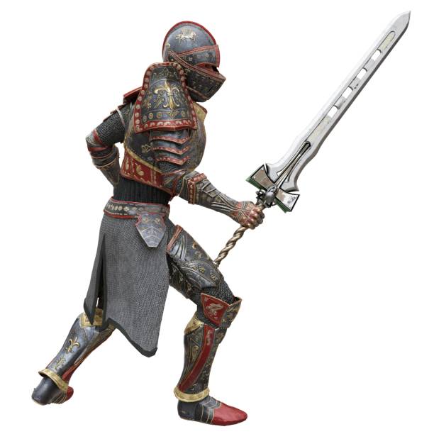 istock Medieval knight in armor isolated white background 3d illustration 1395448739