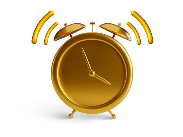 Gold alarm clock isolated on white background. Vector illustration Gold alarm clock isolated on white background. Vector illustration. watch cartoon gold illustration and painting stock illustrations