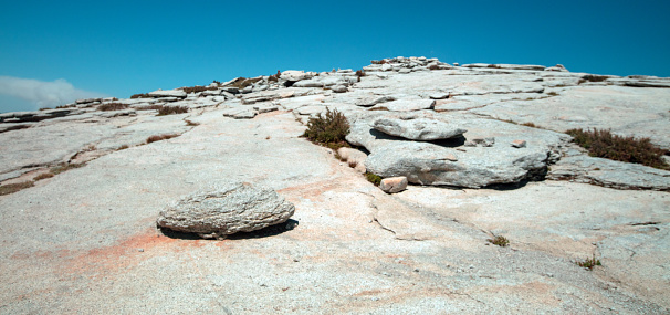 Boulders on top of Half Dome in Yosemite National Park in California United States