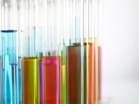 Scientific test tubes in a lab