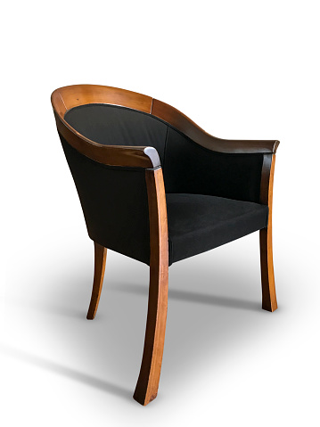 Art deco arm chair on white background with clipping path