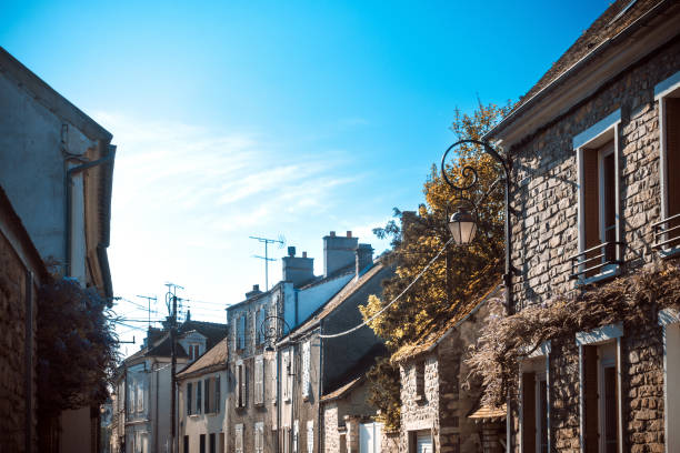 Milly-la-Foret, FRANCE - April 16, 2022: Street view of old village Milly-la-Foret in France Milly-la-Foret, FRANCE - April 16, 2022: Street view of old village Milly-la-Foret in France essonne stock pictures, royalty-free photos & images