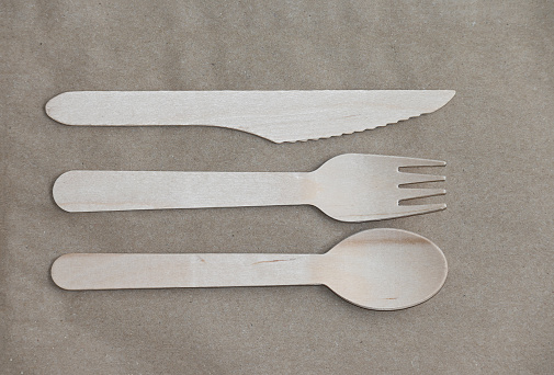 Environmentally friendly wooden eating utensils