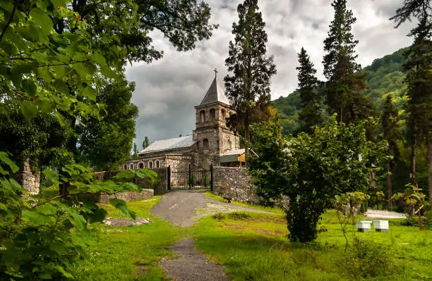 Photo of The temple on the hill. The Monastery of St. John Chrysostom and the place of his death. Abkhazia.