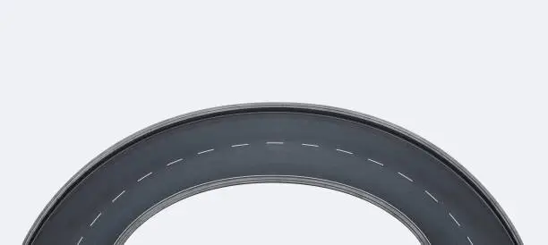 Photo of Top angle view of curvy asphalt road