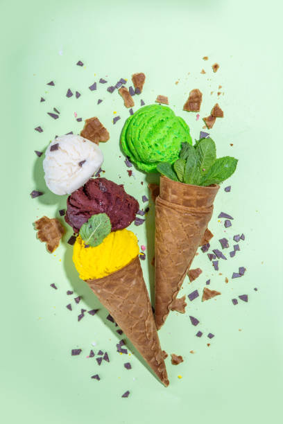 istock Colorful ice cream in waffle cones 1395473401