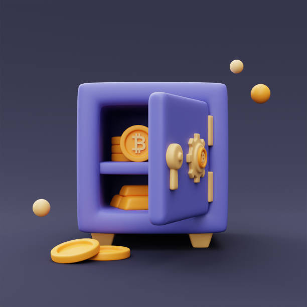 istock golden coins with bitcoin symbol and gold bars fall out the open safe box,Cryptocurrency protection concept,minimal style.3d rendering. 1395473796
