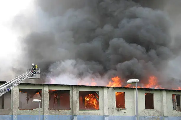 Photo of building on fire