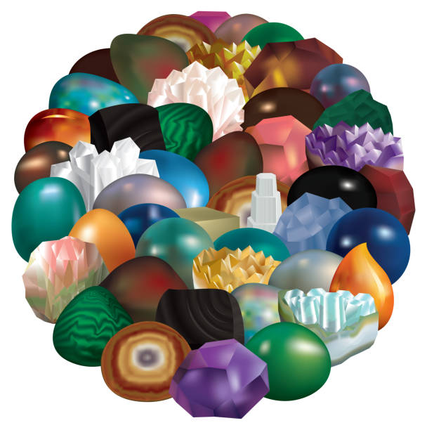 ilustrações de stock, clip art, desenhos animados e ícones de collection of crystals and minerals. - malachite mineral stone jewelry