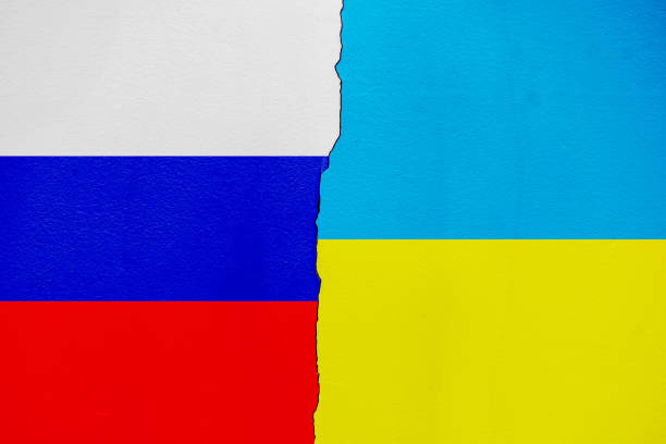istock Russian and Ukrainian flags War between Ukraine and Russia 1395477541