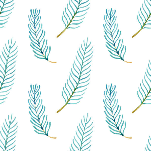istock Green watercolor fir twigs isolated on a white background 1395477760