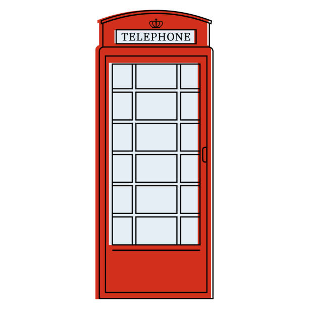 rote telefonzelle, farbvektor isolierte illustration im cartoon-stil - telephone cabin london england telephone booth stock-grafiken, -clipart, -cartoons und -symbole