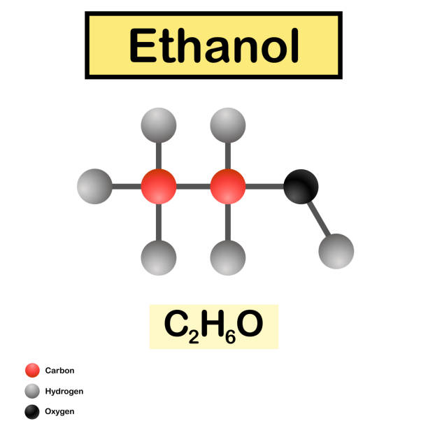 структура этанола на белом фоне. - hydrogen molecule white molecular structure stock illustrations