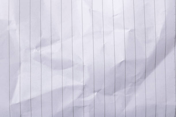 White lined paper. Crumpled paper. crease by hand recycled paper