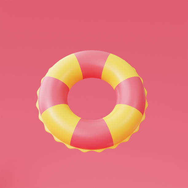 istock 3d rendering of Inflatable swimming ring isolated on pink background,summer vacation concept,summer elements,minimal style.3d render. 1395481264