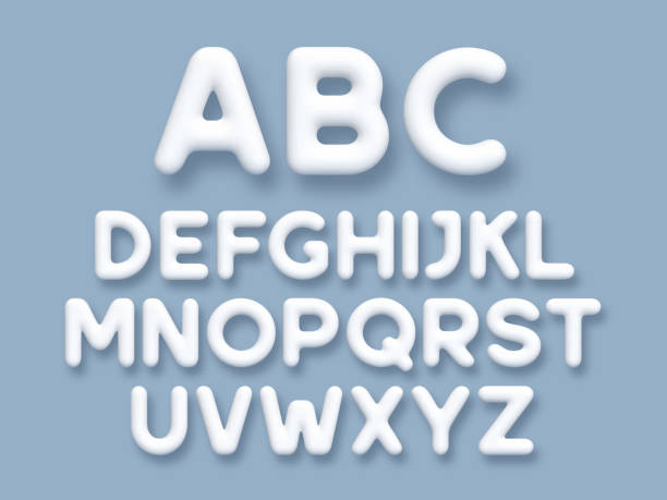 illustrations, cliparts, dessins animés et icônes de ensemble de vecteurs de l’alphabet 3d blanc. - message écrit et lettre de lalphabet