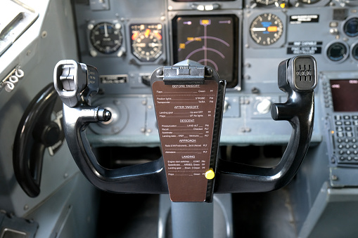 Interior view of the navigator panel inside the cockpit