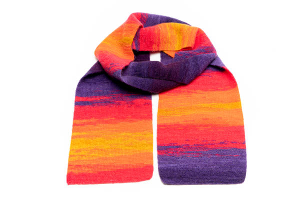 colorful knitted scarf, isolated, White background