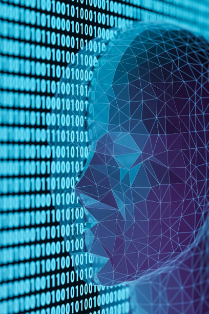 Artificial intelligence and binary code. 3D rendering. stock photo