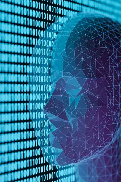 Photo of Artificial intelligence and binary code. 3D rendering.