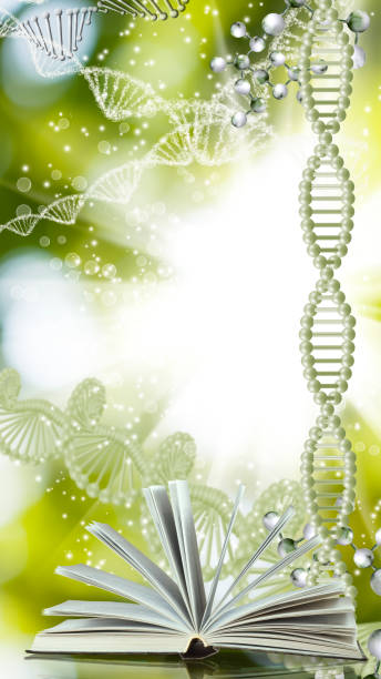 istock open book on  DNA genetic chain background 1395493759