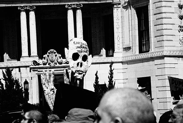 Protest Skull BW stock photo